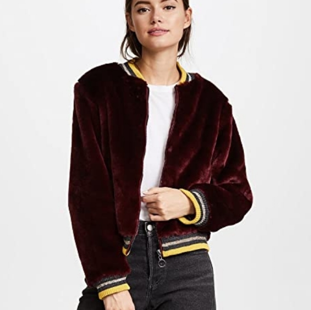 Barber Donica faux fur bomber jacket Size Small